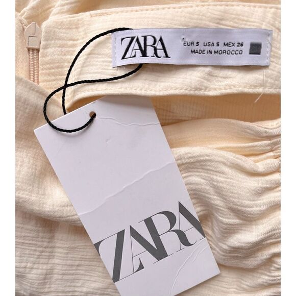 NWT Zara Draped Ruched High Waisted Mini Skirt in Ecru/Cream, Size Small - Picture 14 of 16